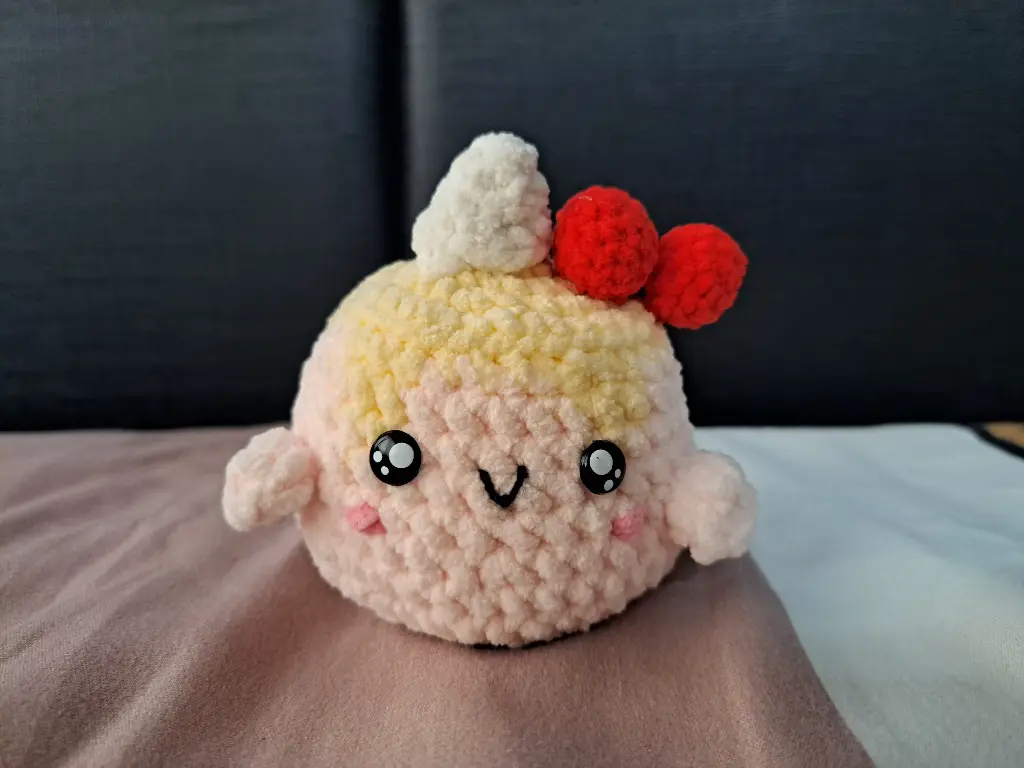 Crochet Strawberry Flan Plush