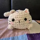 Big Crochet Beige Bun Cat Plush