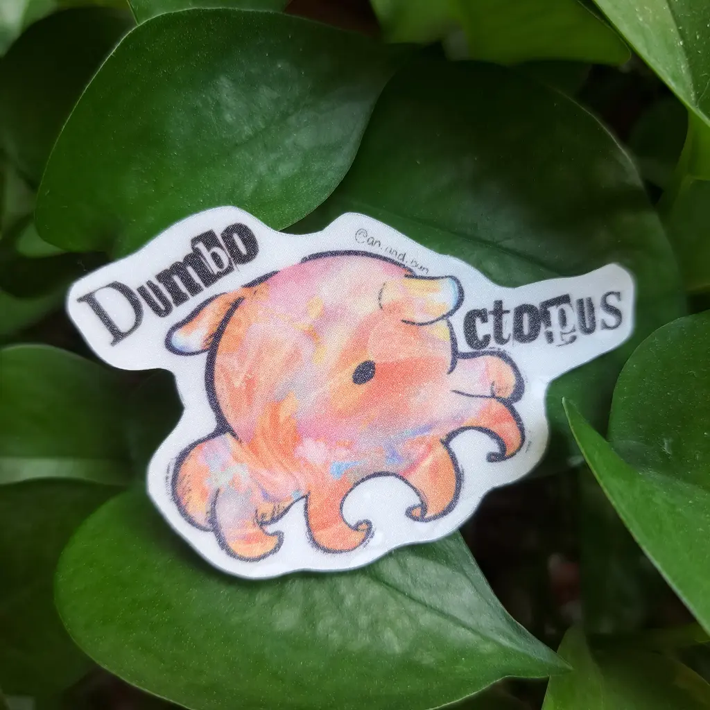 Glitter Dumbo Octopus Transparent Sticker