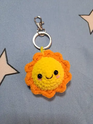 Crochet Flower Sun Keychain