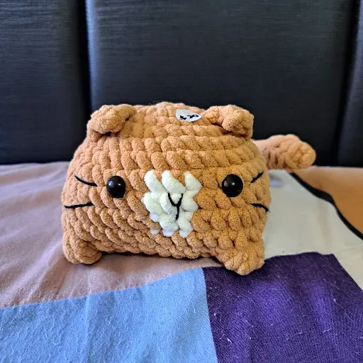 Crochet Brown Bun Cat Plush