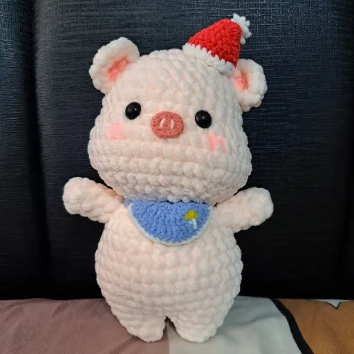 Crochet Standing Pig with hat Plush
