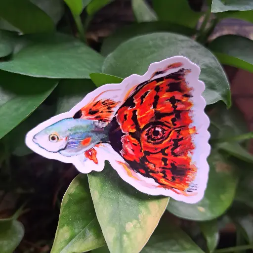 Fire Guppy Fish Sticker